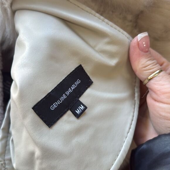 HiSO Rumour Shearling Moto Coat Cement Medium NWT in packaging - Picture 11 of 12